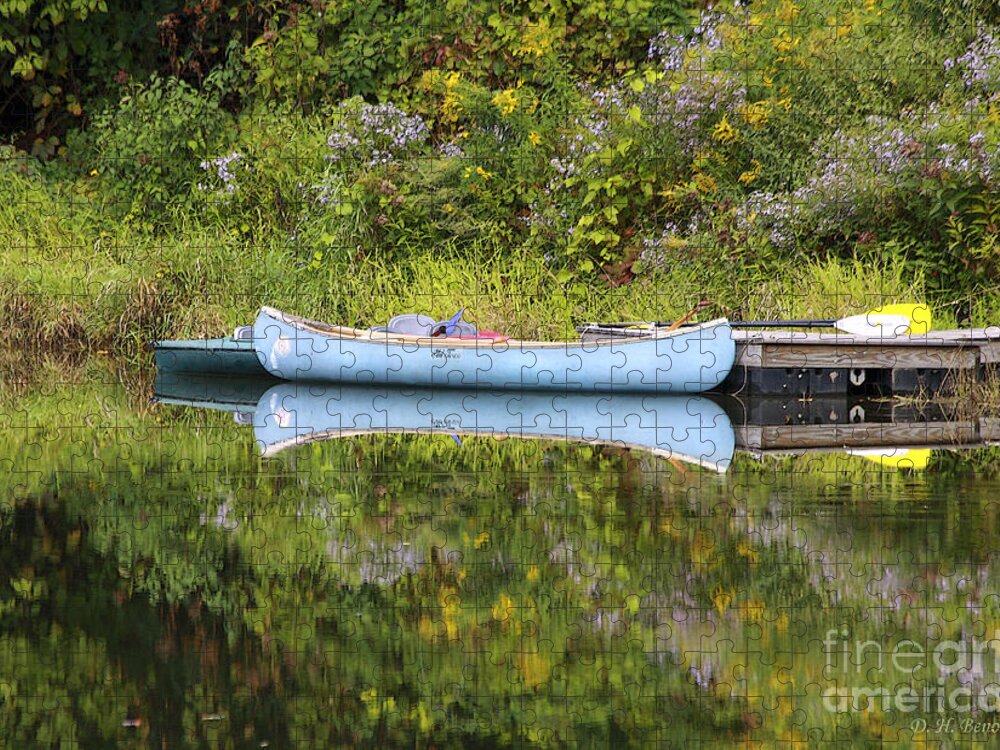 Pond Jigsaw Puzzle featuring the photograph Blue Canoe by Deborah Benoit