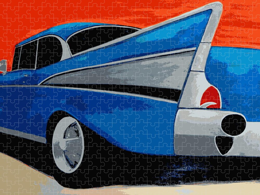 Chevy Jigsaw Puzzle featuring the painting 1957 Chevy Bel Air #2 by Katy Hawk