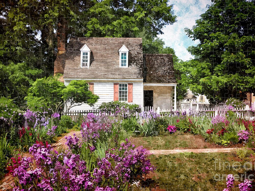 Cottage Jigsaw Puzzle featuring the painting Blue Cottage by Shari Nees