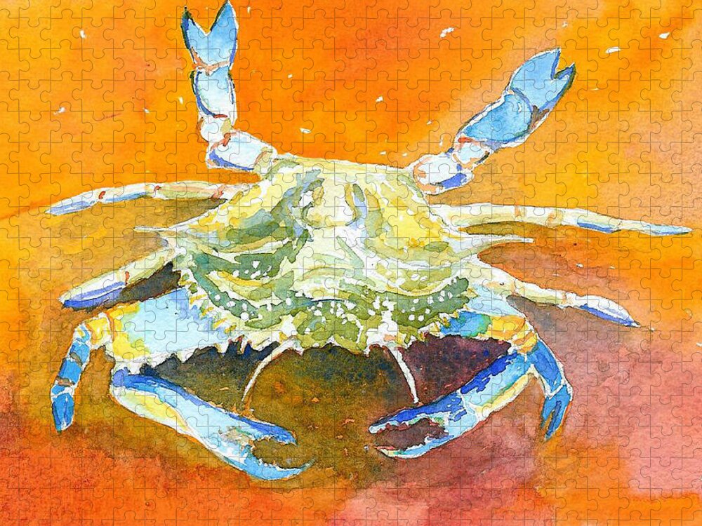 Crab Jigsaw Puzzle featuring the painting Blue Crab by Anne Marie Brown