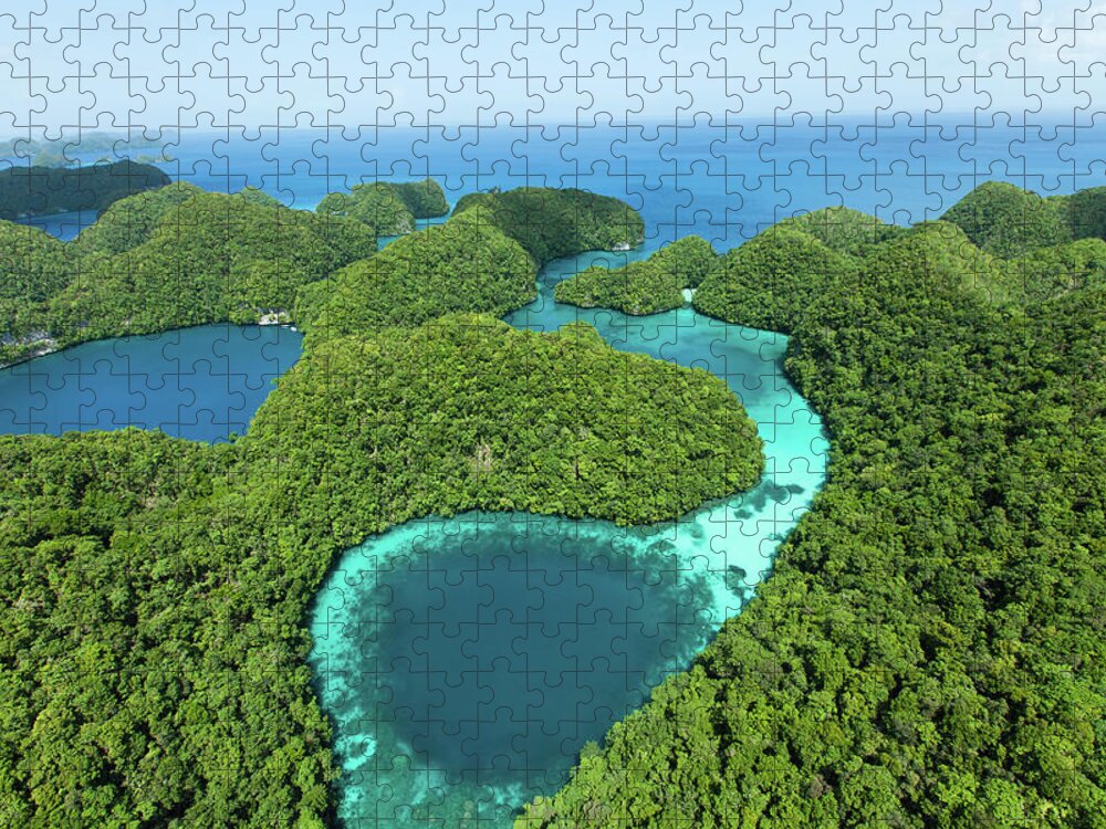 Scenics Jigsaw Puzzle featuring the photograph Blue Hole And Lush Tropical Rock by Ippei Naoi