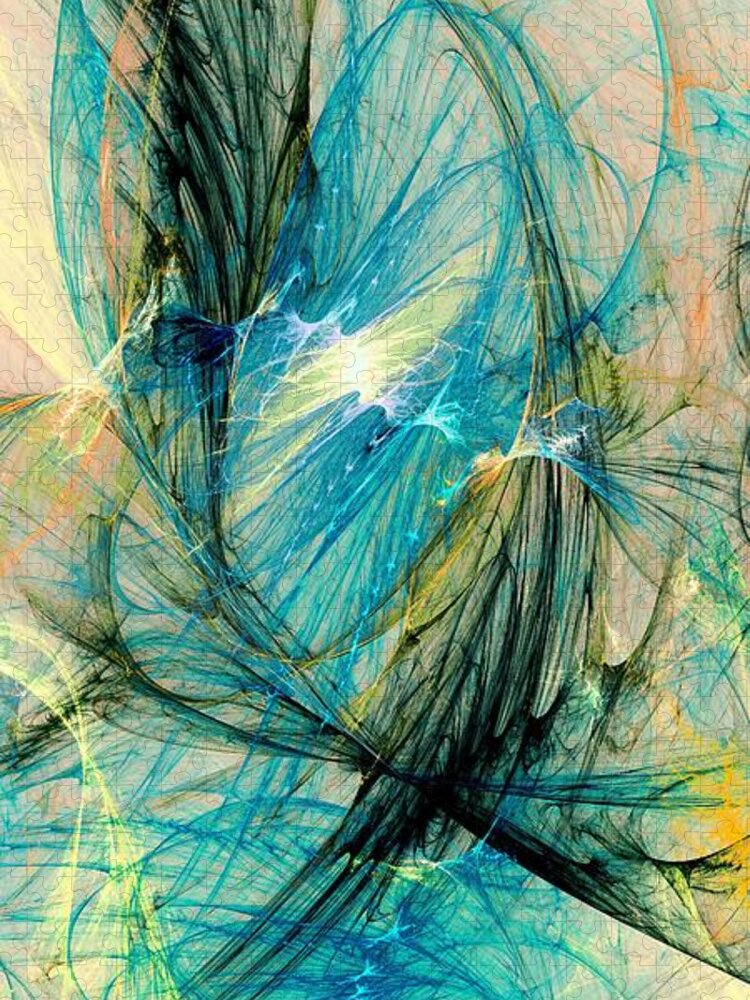 Malakhova Jigsaw Puzzle featuring the digital art Blue Phoenix by Anastasiya Malakhova