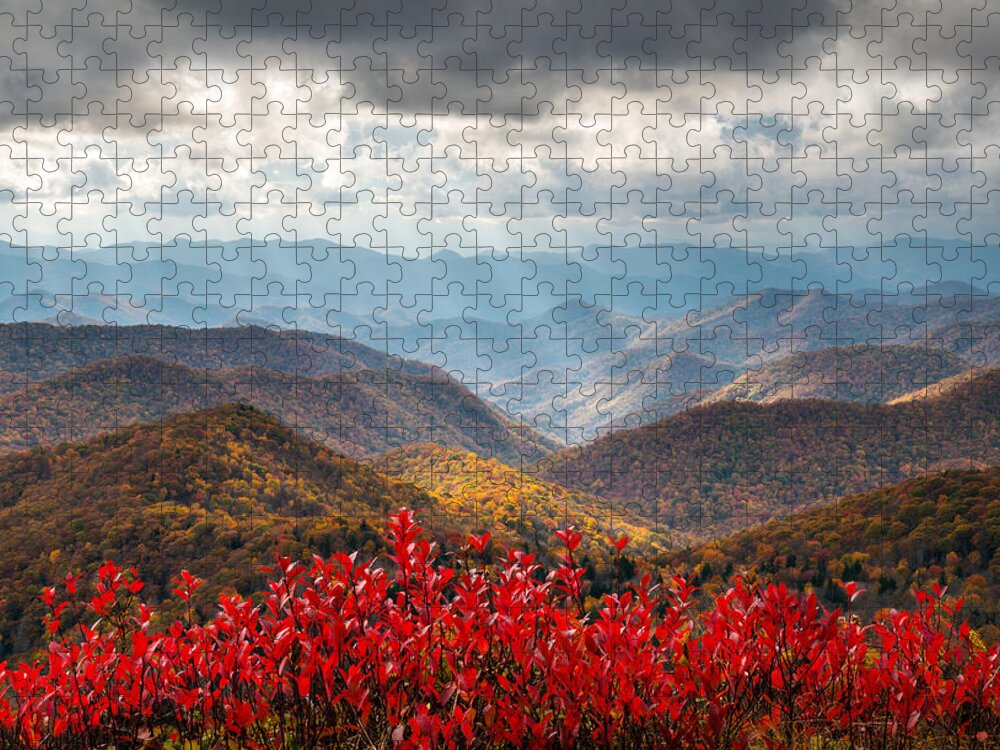 Autumn Jigsaw Puzzle featuring the photograph Blue Ridge Parkway Fall Foliage - The Light by Dave Allen