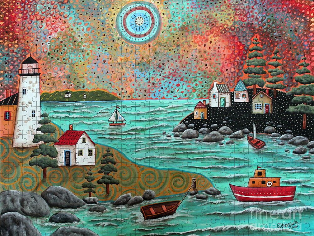 Seascape Jigsaw Puzzle featuring the painting Blue Sea by Karla Gerard