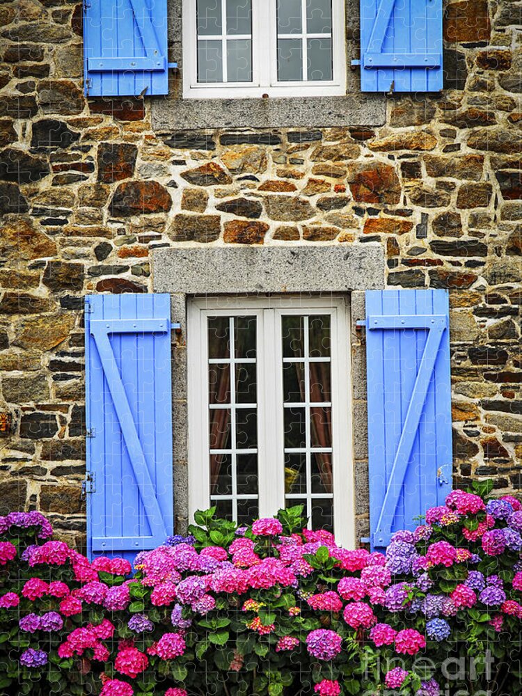 House Jigsaw Puzzle featuring the photograph Blue shutters by Elena Elisseeva