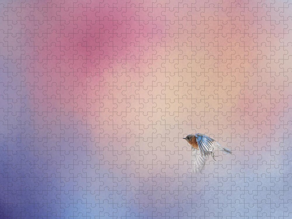Jai Johnson Jigsaw Puzzle featuring the photograph Bluebird 1 - I Wish I Could Fly Series by Jai Johnson