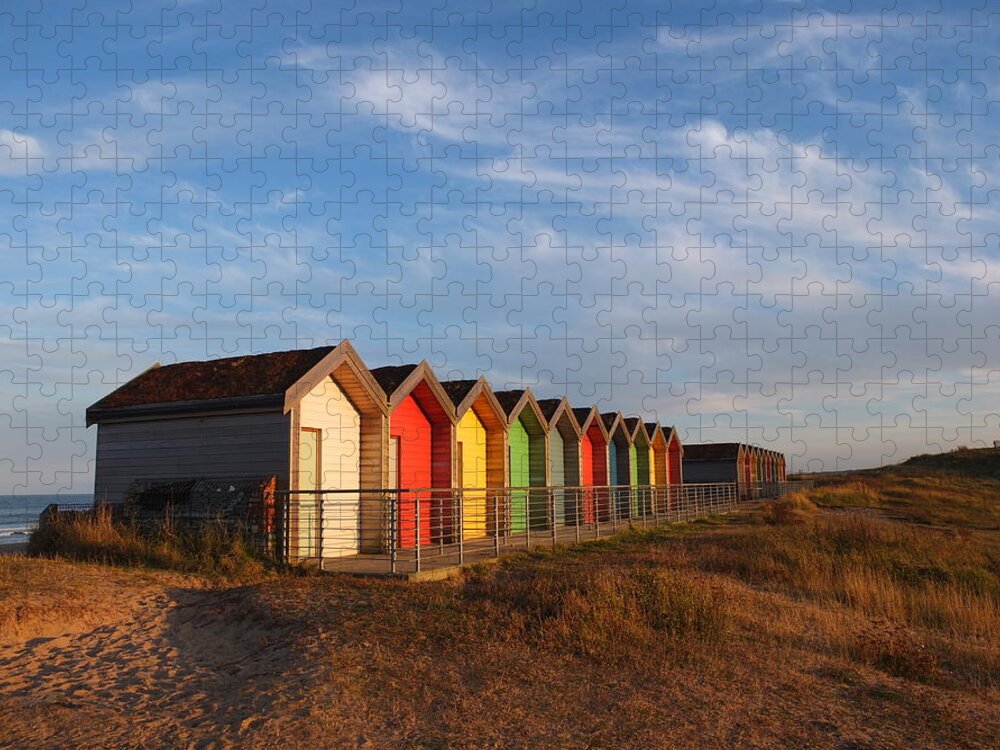 Tranquility Jigsaw Puzzle featuring the photograph Blyth Beach Huts by Phil Whittaker Photography