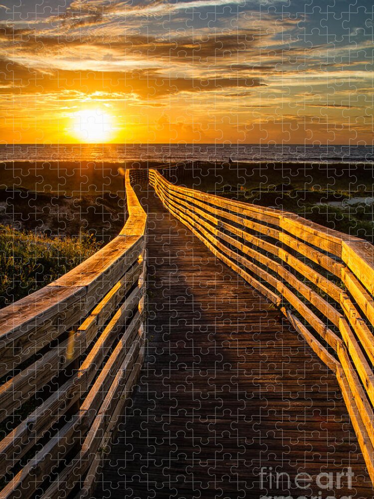 Sunrise Jigsaw Puzzle featuring the photograph Boardwalk to Heaven Sunrise Amelia Island Florida by Dawna Moore Photography