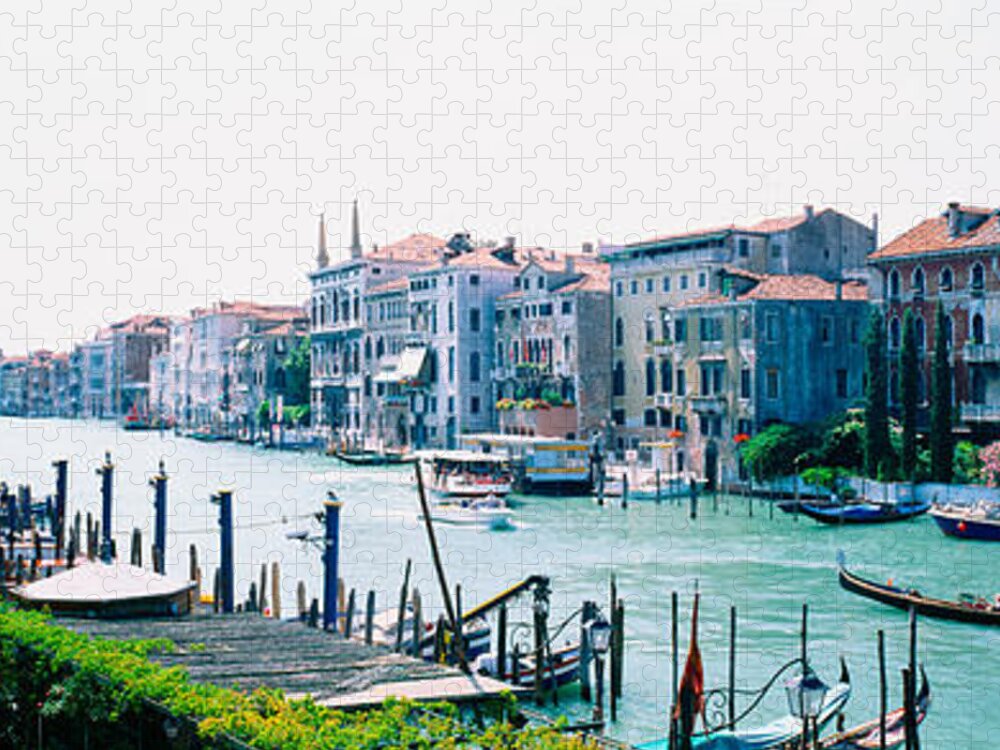 Photography Jigsaw Puzzle featuring the photograph Boats And Gondolas In A Canal, Grand by Panoramic Images