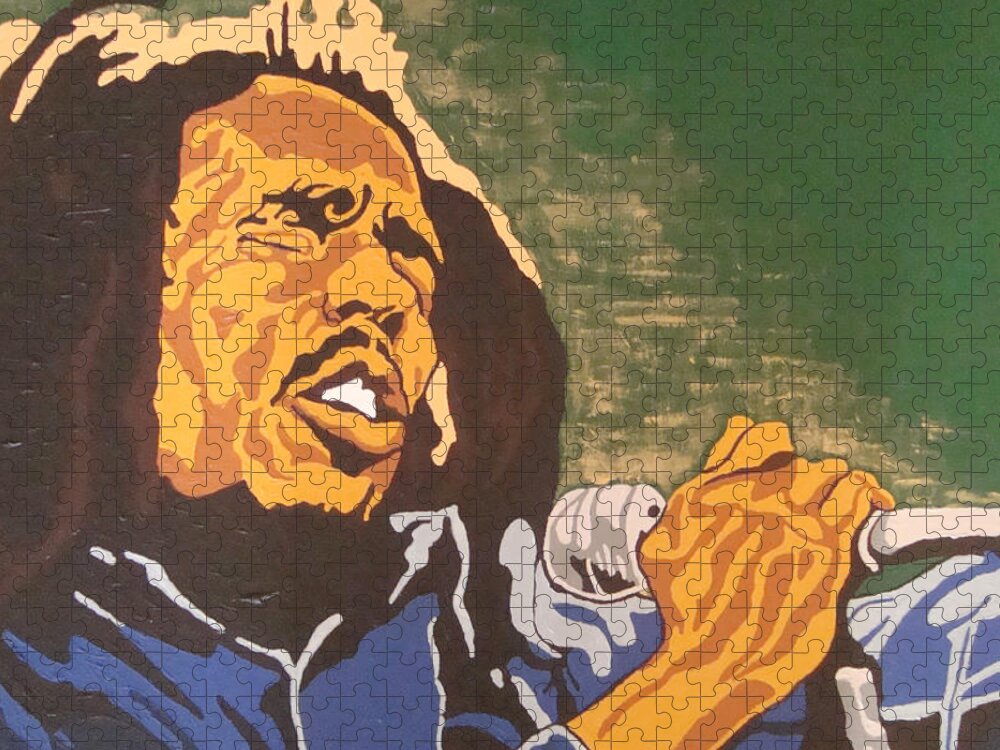 Bob Marley Jigsaw Puzzle featuring the painting Bob Marley by Rachel Natalie Rawlins