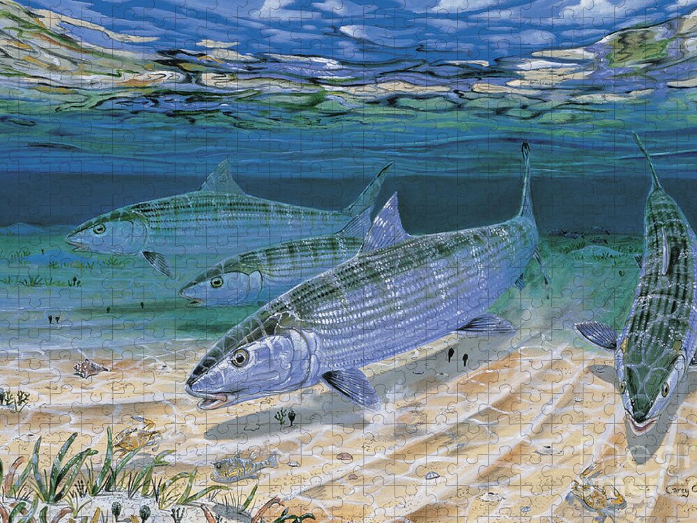 Bonefish Jigsaw Puzzle featuring the painting Bonefish Flats In002 by Carey Chen