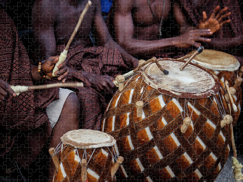 People Jigsaw Puzzle featuring the photograph Bongo Drums Played During Ashanti by Anthony Pappone