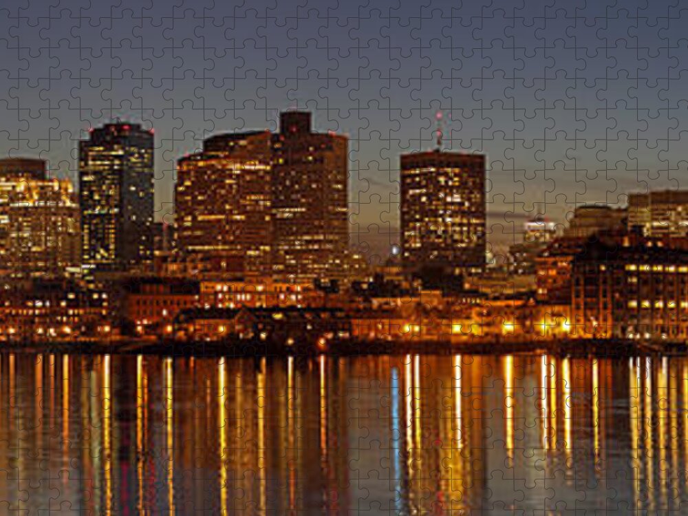 Panorama Jigsaw Puzzle featuring the photograph Boston Skyline Panorama by Juergen Roth