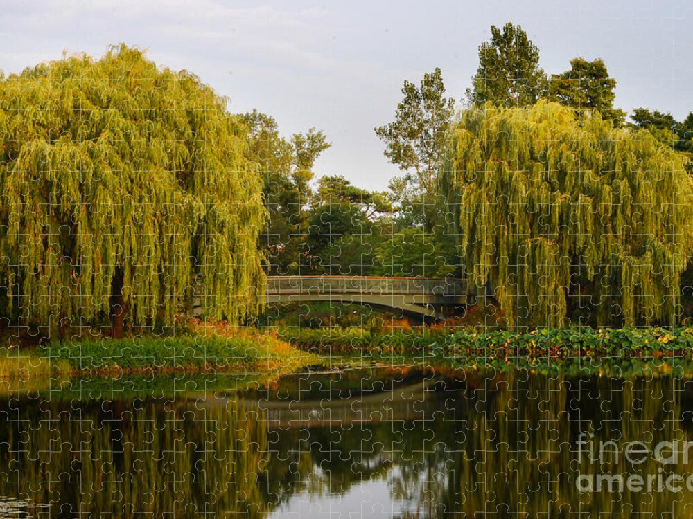 Sunset Jigsaw Puzzle featuring the photograph Botanic Garden Bridge at Dusk by Nancy Mueller