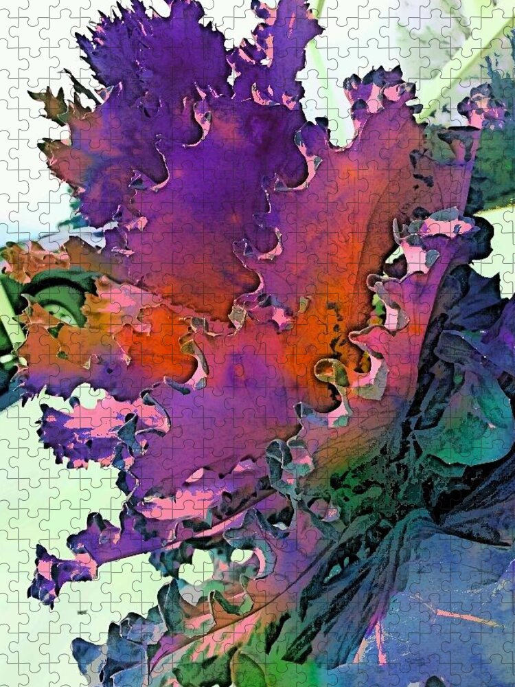 Purple Botanical Jigsaw Puzzle featuring the digital art Botanica Fantastica I by Pamela Smale Williams