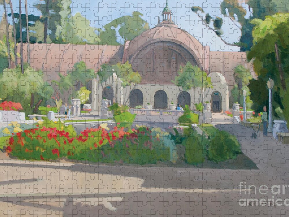 Botanical Building Jigsaw Puzzle featuring the painting Botanical Building Balboa Park San Diego California by Paul Strahm