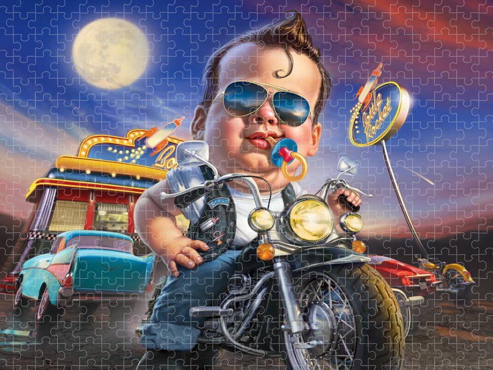 Baby Jigsaw Puzzle featuring the digital art Bottle Rocket Diner by Mark Fredrickson