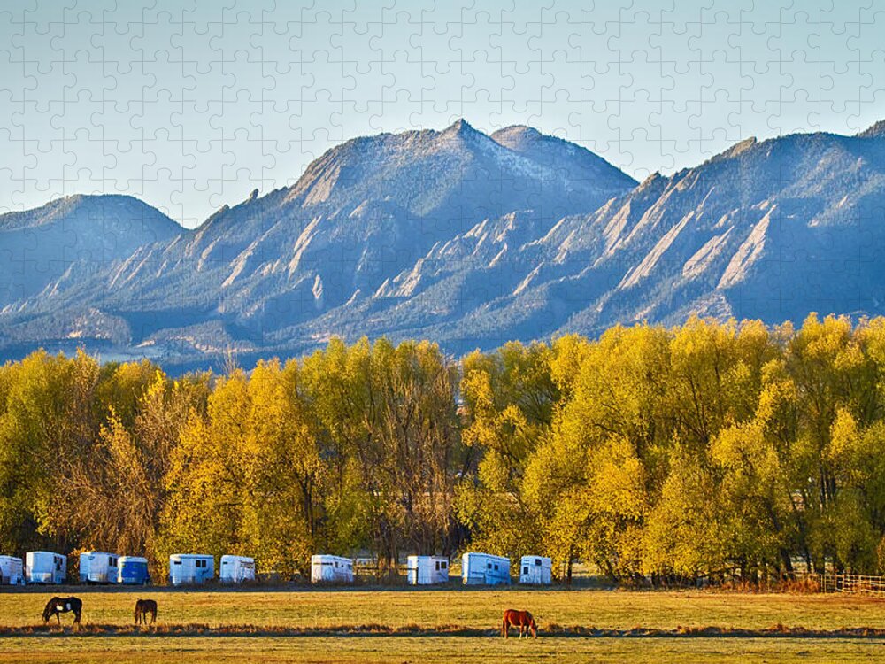 Flatirons Jigsaw Puzzle featuring the photograph Boulder County Colorado Flatirons Autumn View by James BO Insogna