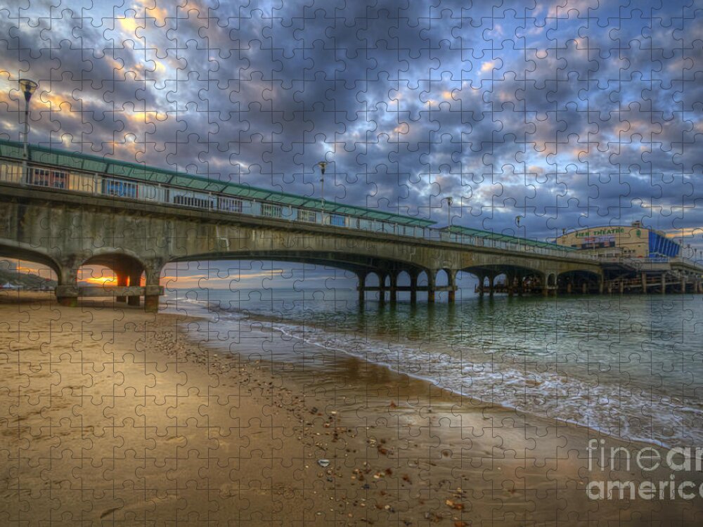 Hdr Jigsaw Puzzle featuring the photograph Bournemouth Beach Sunrise 3.0 by Yhun Suarez