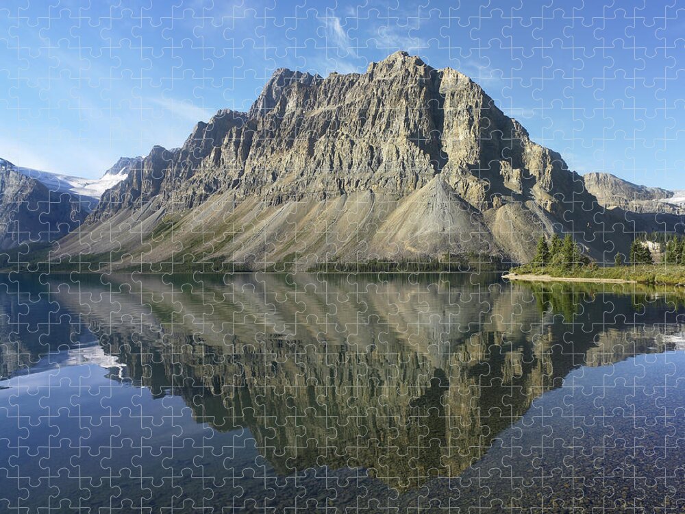 Feb0514 Jigsaw Puzzle featuring the photograph Bow Lake And Crowfoot Mts Banff by Tim Fitzharris