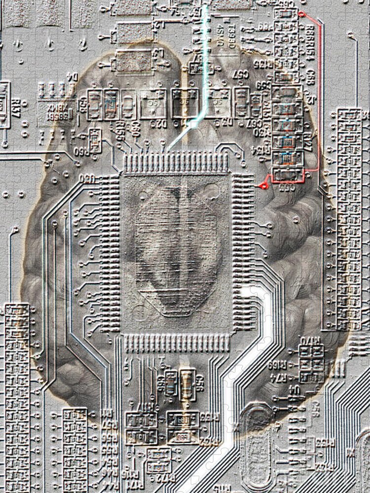 Brain-computer Interface Jigsaw Puzzle featuring the photograph Brain Circuit by Mike Agliolo