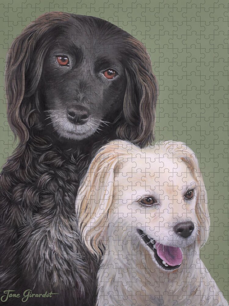 Dog Jigsaw Puzzle featuring the painting Brea and Randy by Jane Girardot