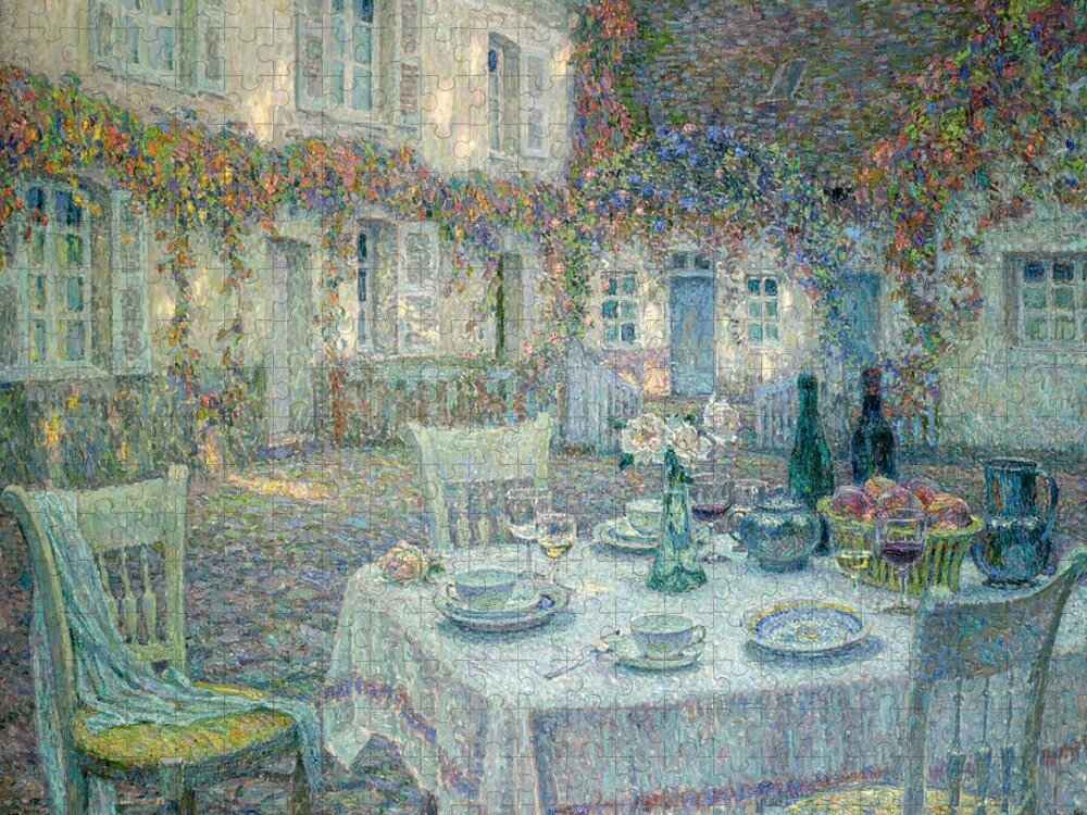 Henri Le Sidaner Jigsaw Puzzle featuring the painting Breakfast by Henri Le Sidaner