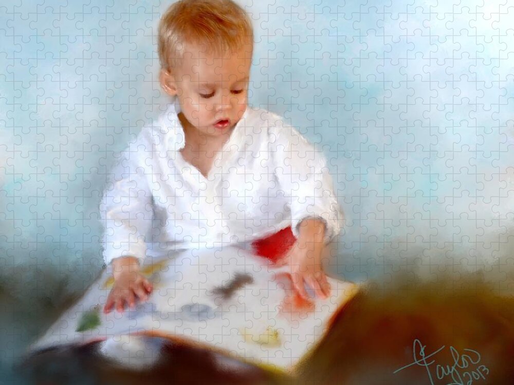 Children Jigsaw Puzzle featuring the painting Brenner's Books by Colleen Taylor