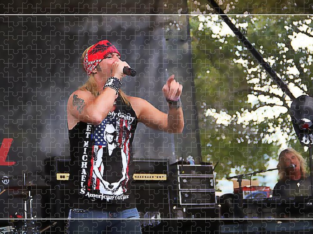 Bret Michaels Jigsaw Puzzle featuring the photograph Bret Making Music by Alice Gipson