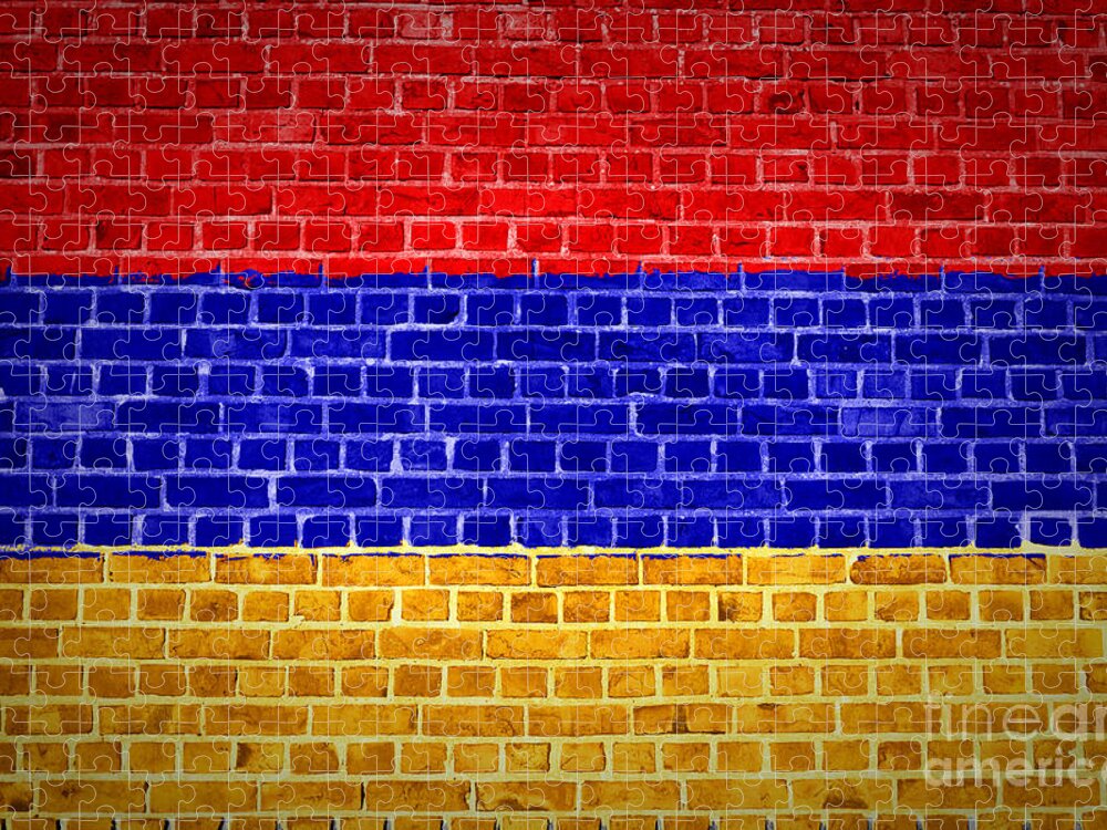 Armenia Jigsaw Puzzle featuring the digital art Brick Wall Armenia by Antony McAulay