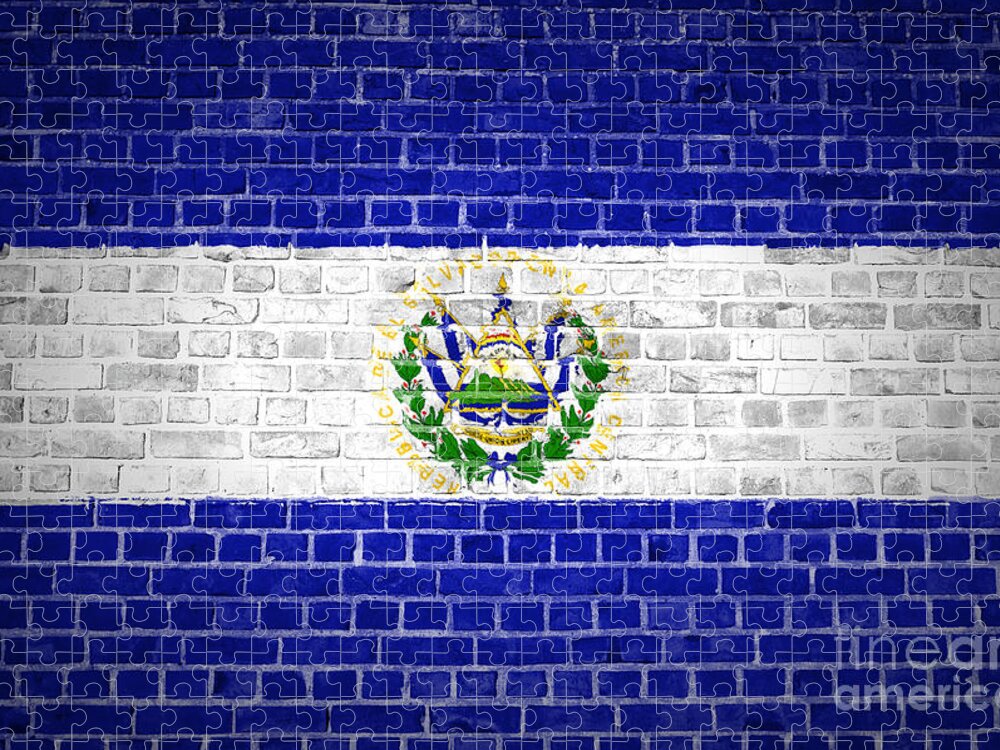 El Salvador Jigsaw Puzzle featuring the digital art Brick Wall El Salvador by Antony McAulay