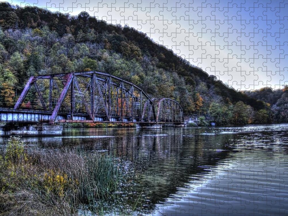 River Jigsaw Puzzle featuring the photograph Bridge on a Lake by Jonny D