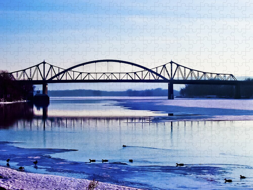 Cantilever Bridge Jigsaw Puzzle featuring the photograph Bridges over the Mississippi by Christi Kraft