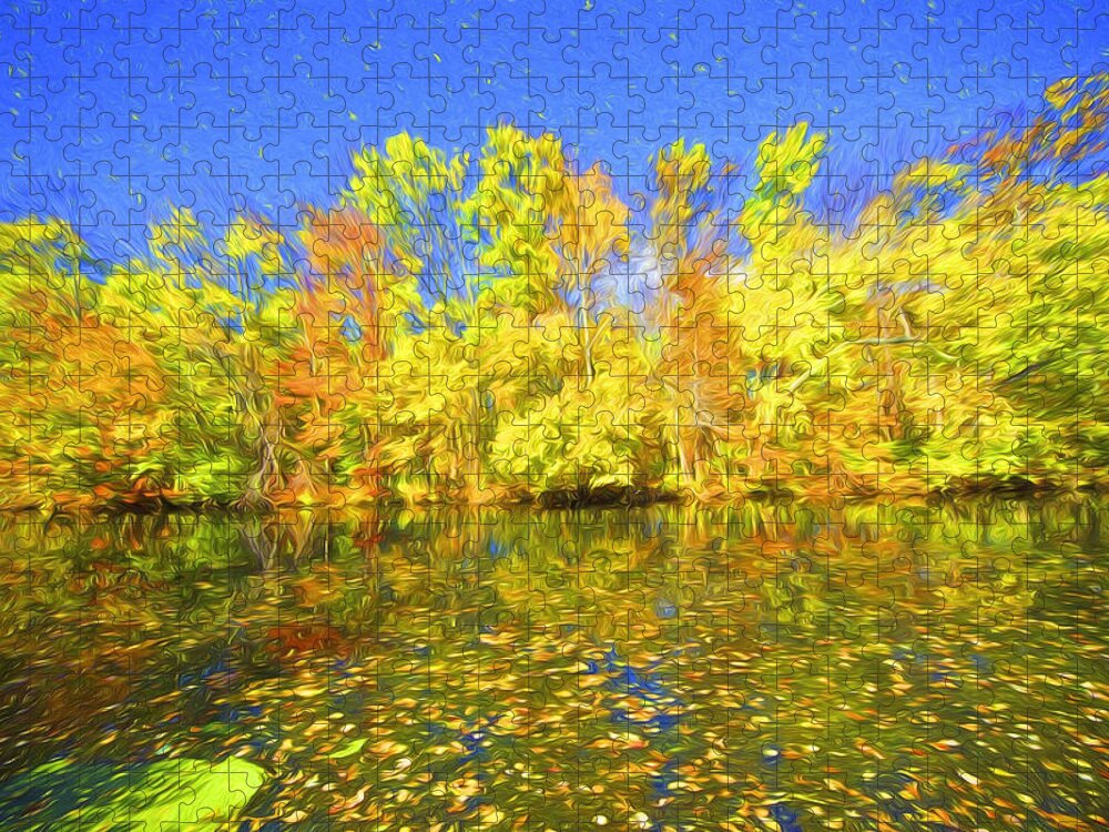 Autumn Jigsaw Puzzle featuring the painting Bright Autumn Colors by David Letts