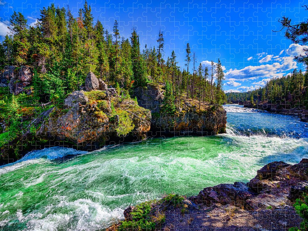 Yellowstone Jigsaw Puzzle featuring the photograph Brink of Upper Falls by Greg Norrell
