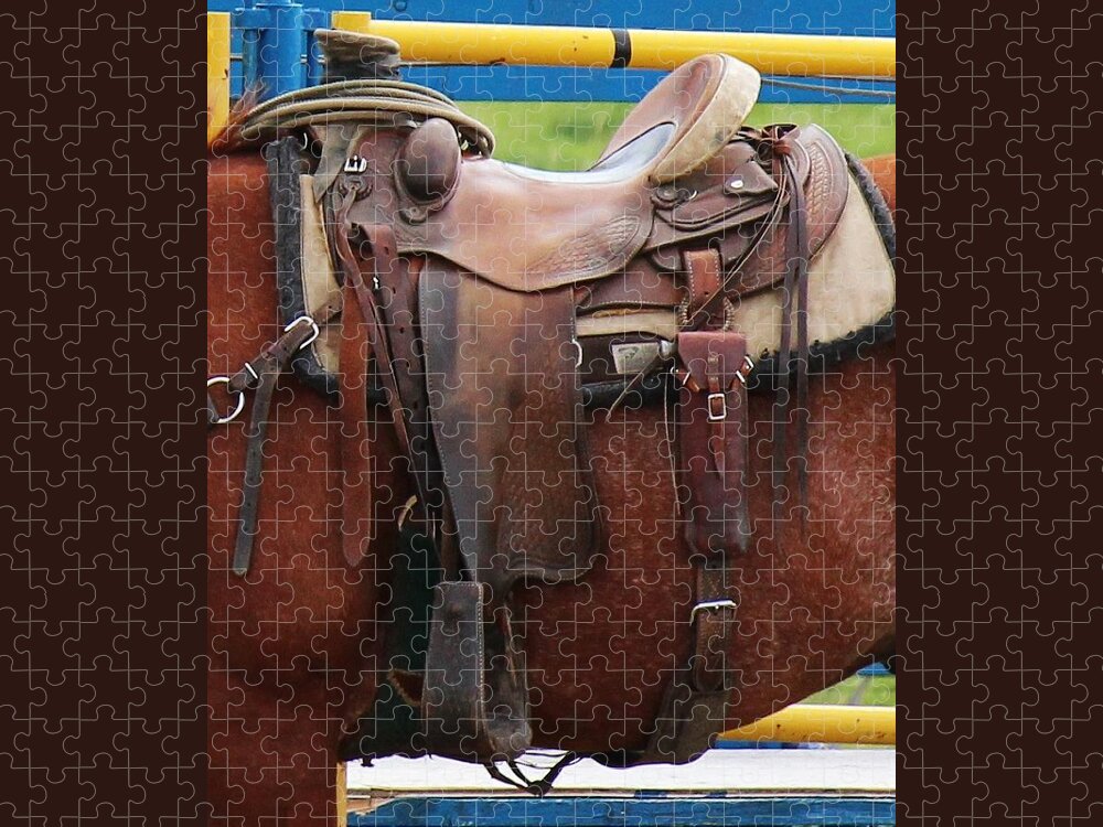 Saddle Jigsaw Puzzle featuring the photograph Broke In by Ann E Robson