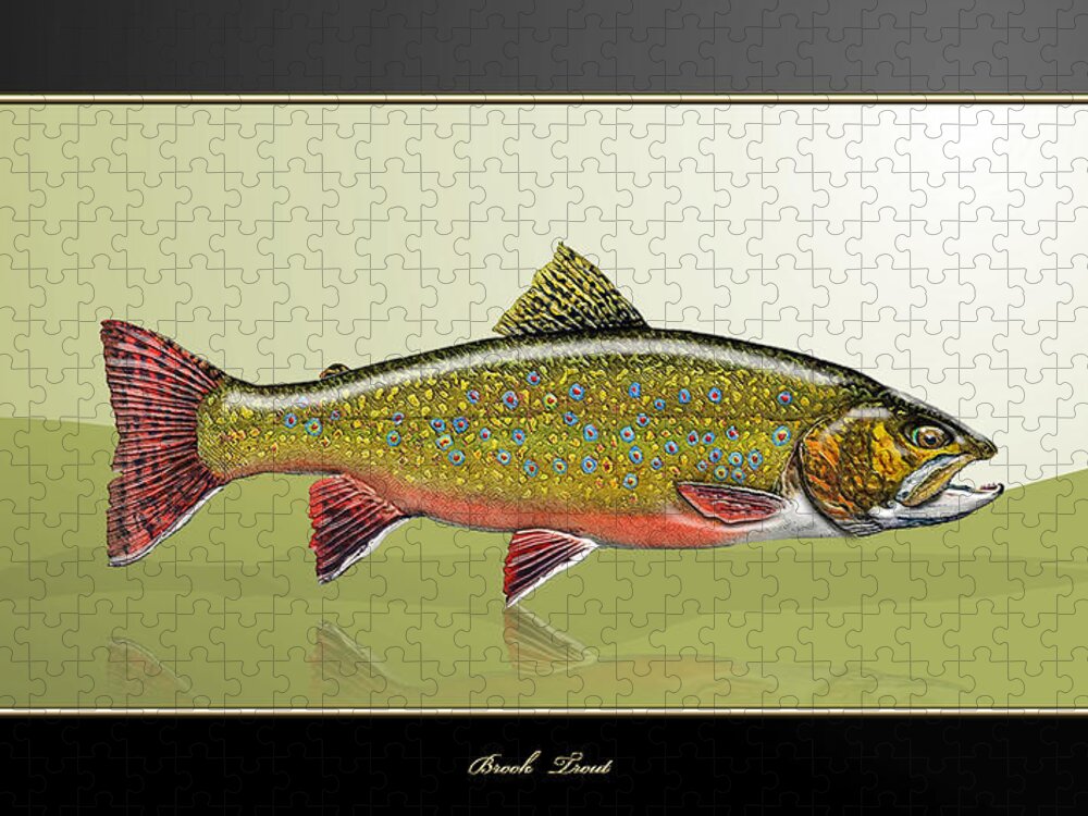 'fishing Corner' Collection By Serge Averbukh Jigsaw Puzzle featuring the digital art Brook Trout by Serge Averbukh