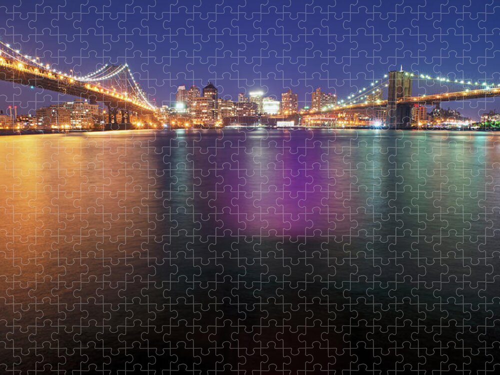 Built Structure Jigsaw Puzzle featuring the photograph Brooklyn Bridge And East River by Rudi Von Briel