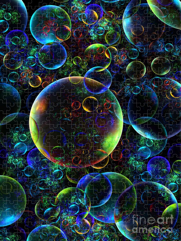 Bubbles Orgy Jigsaw Puzzle featuring the digital art Bubbles Orgy 2 by Klara Acel
