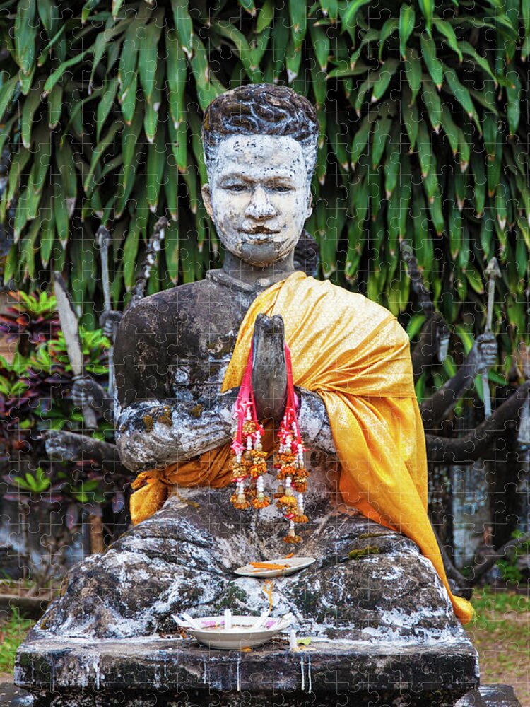 Tranquility Jigsaw Puzzle featuring the photograph Buddha Statue With Folded Hands by Christina Reichl Photography