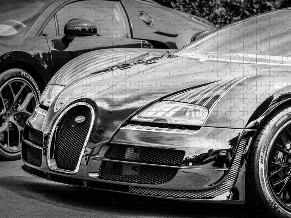 Bugatti Legend - Veyron Special Edition Jigsaw Puzzle featuring the photograph Bugatti Legend - Veyron Special Edition -0845bw by Jill Reger