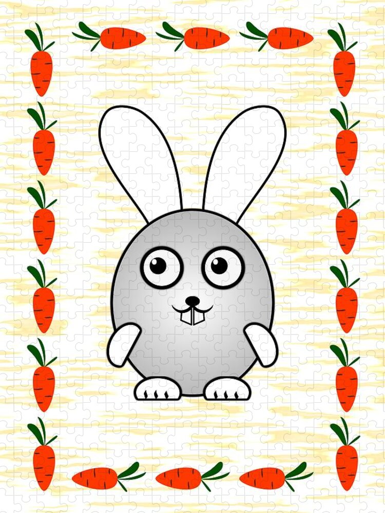 Bunny Jigsaw Puzzle featuring the digital art Bunny - Animals - Art for Kids by Anastasiya Malakhova