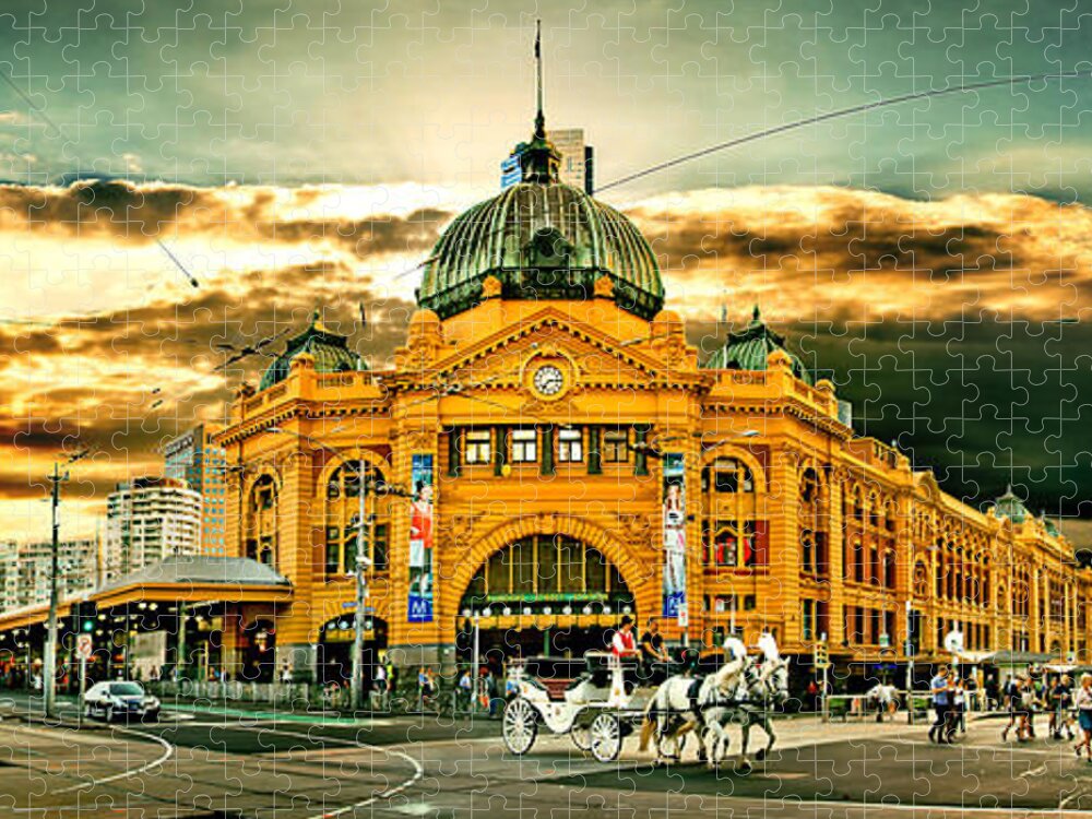 Melbourne Jigsaw Puzzle featuring the photograph Busy Flinders St Station by Az Jackson