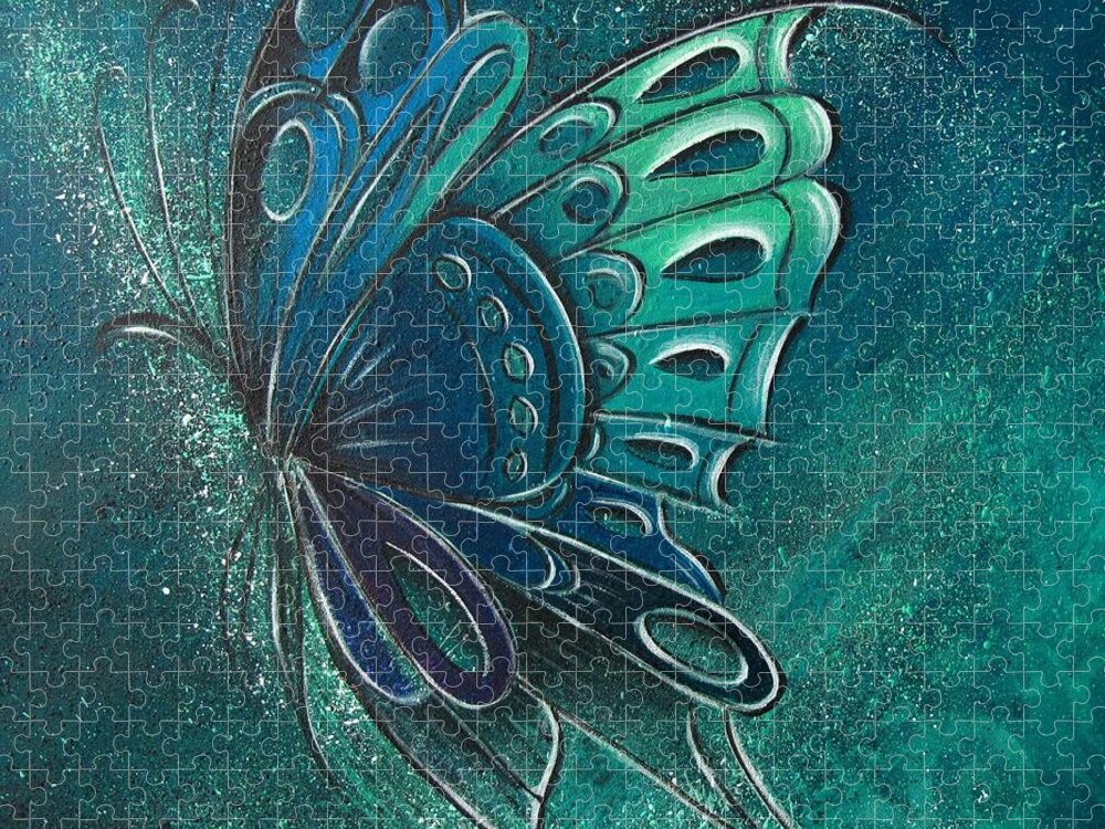 Reina Jigsaw Puzzle featuring the painting Butterfly 2 by Reina Cottier