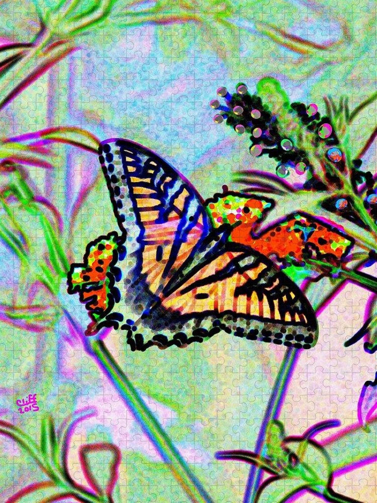 Butterfly Jigsaw Puzzle featuring the painting Butterfly by Cliff Wilson