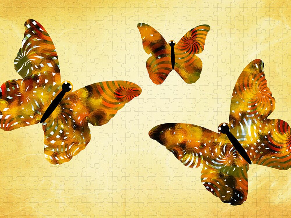 Butterfly Jigsaw Puzzle featuring the mixed media Butterfly Kisses by Christina Rollo