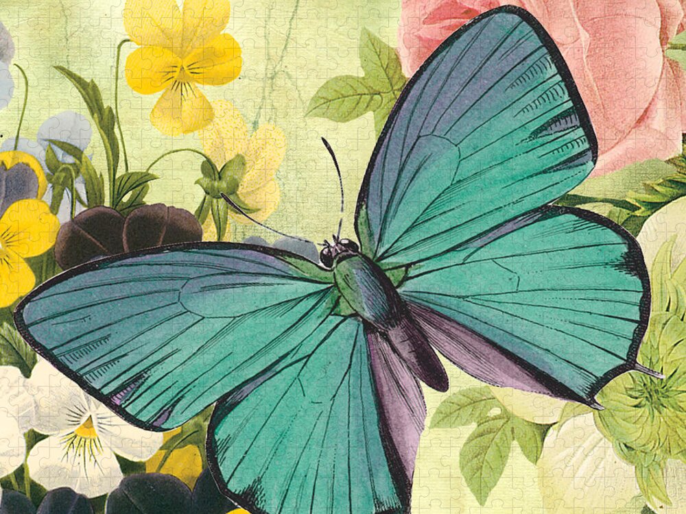Digital Art Jigsaw Puzzle featuring the digital art Butterfly Visions-C by Jean Plout