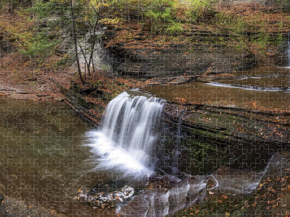 Panorama Jigsaw Puzzle featuring the photograph Buttermilk Creek Falls by Mark Papke