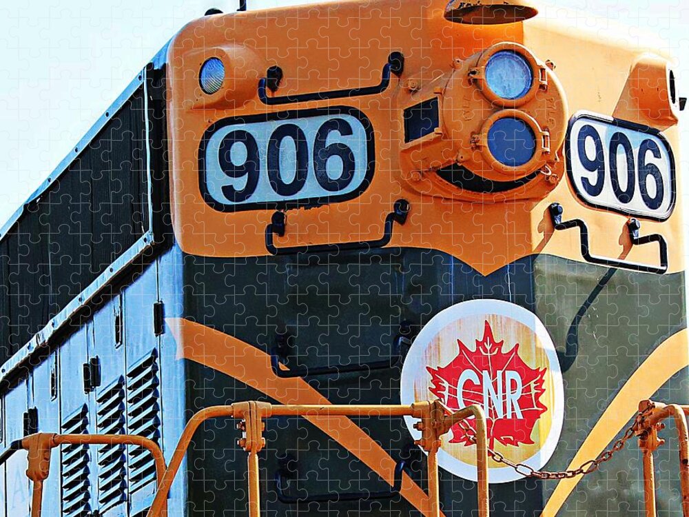 Cnr Train 906 Jigsaw Puzzle featuring the photograph C N R Train 906 by Barbara A Griffin