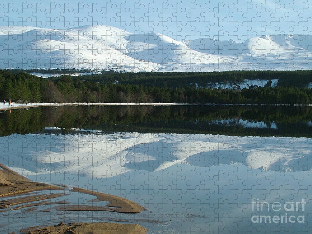 Loch Morllch Jigsaw Puzzle featuring the photograph Loch Morlich and Cairngorm - Winter Reflections by Phil Banks